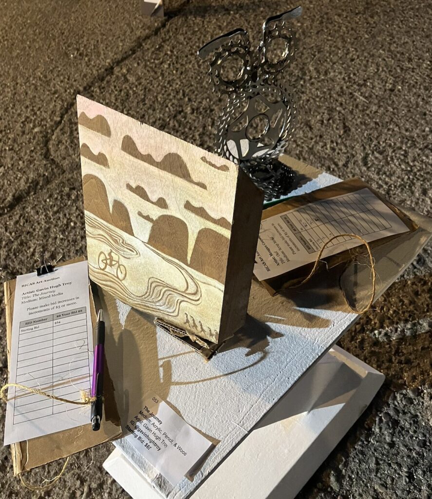 wooden art at the art auction